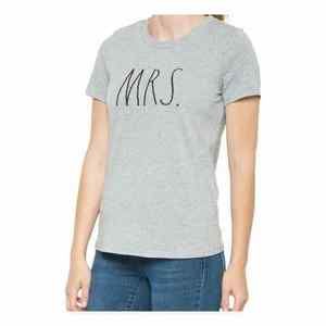 Rae Dunn Mrs. T-Shirt Crew Neck Short Sleeve Heather Gray‎ Size L Large Bride